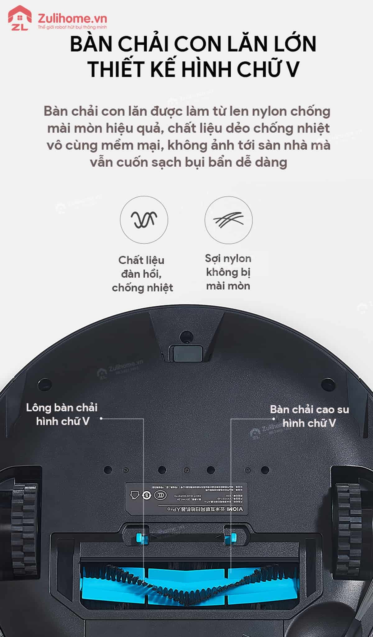 Xiaomi Viomi Pro Vxvc01-JG (Yunmi) 13 Xiaomi Viomi Yunmi được trang bị bàn chải con lăn lớn