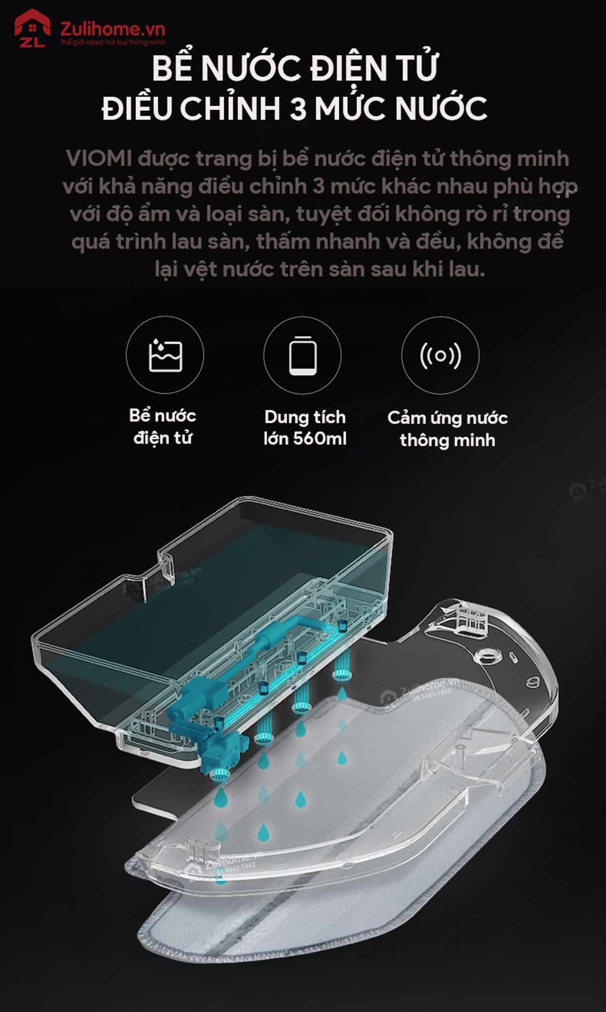 Xiaomi Viomi Pro Vxvc01-JG (Yunmi) 14 Xiaomi Viomi Yunmi được trang bị bể nước điện tử