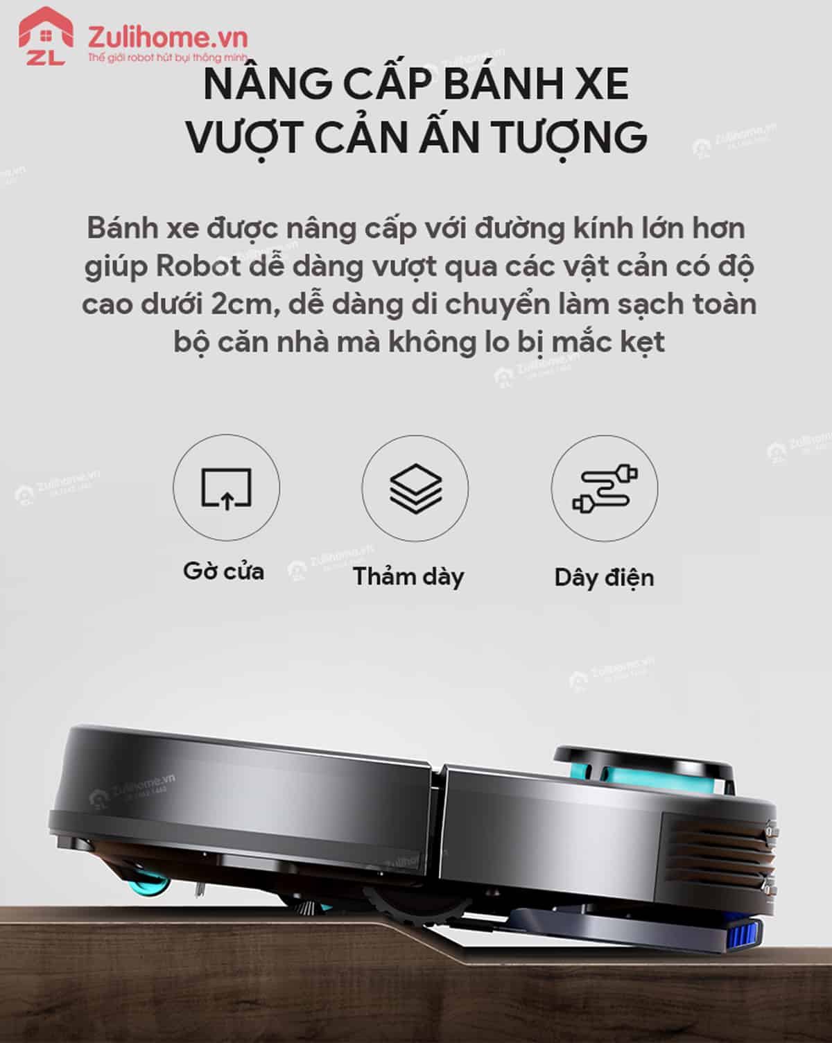 Xiaomi Viomi Pro Vxvc01-JG (Yunmi) 18 Xiaomi Viomi Yunmi có khả năng vượt cản ấn tượng