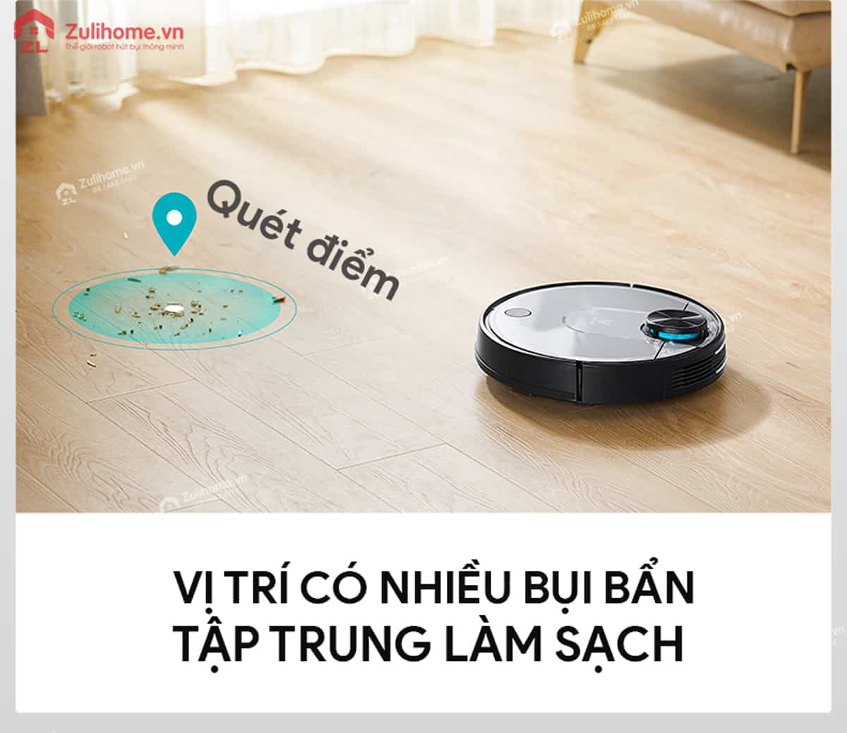 Xiaomi Viomi Pro Vxvc01-JG (Yunmi) 8 Xiaomi Viomi Yunmi tập trung vị trí có nhiều bụi bẩn để làm sạch