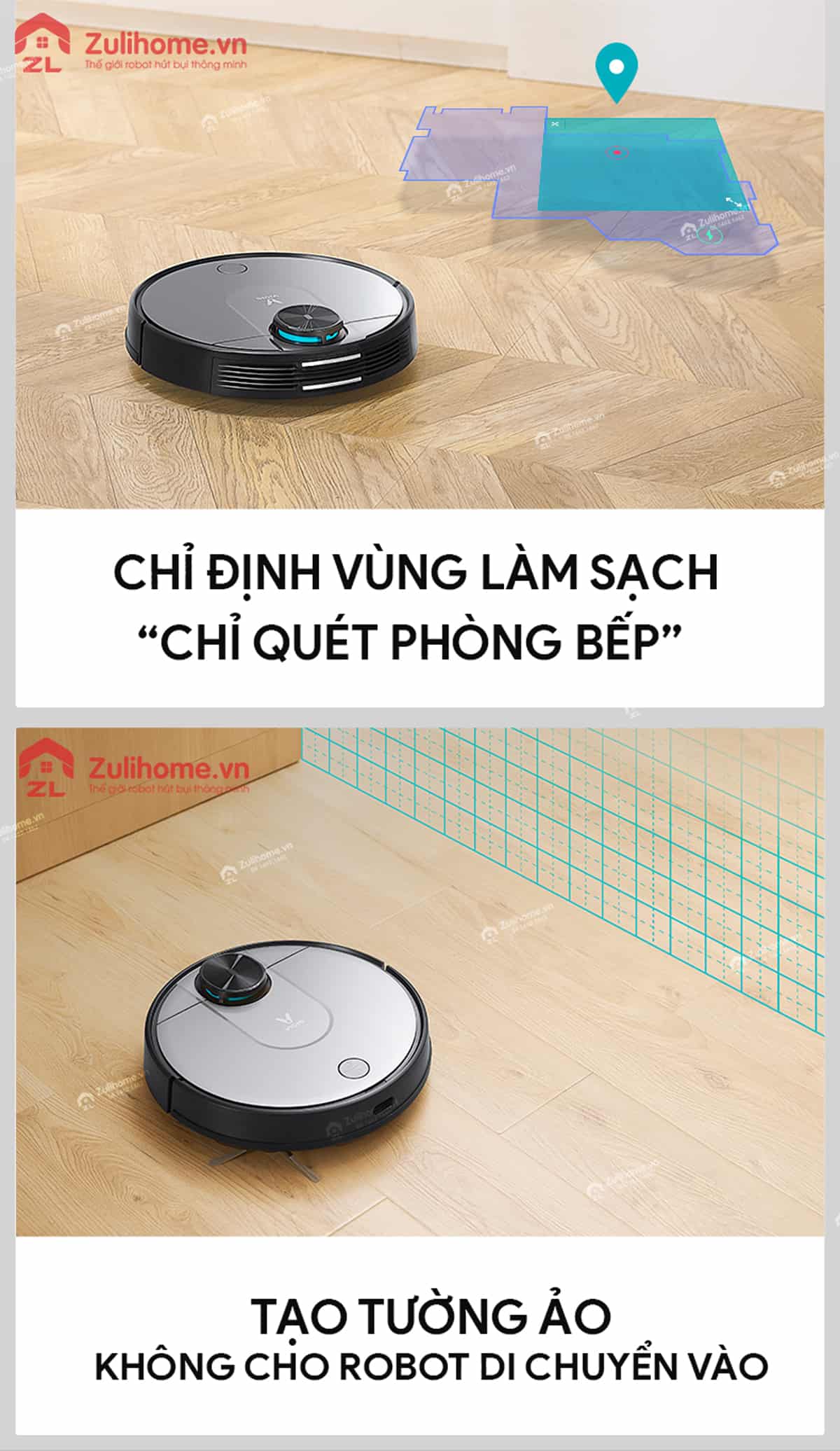 Xiaomi Viomi Pro Vxvc01-JG (Yunmi) 9 Xiaomi Viomi Yunmi chỉ định vùng làm sạch và tạo tường ảo
