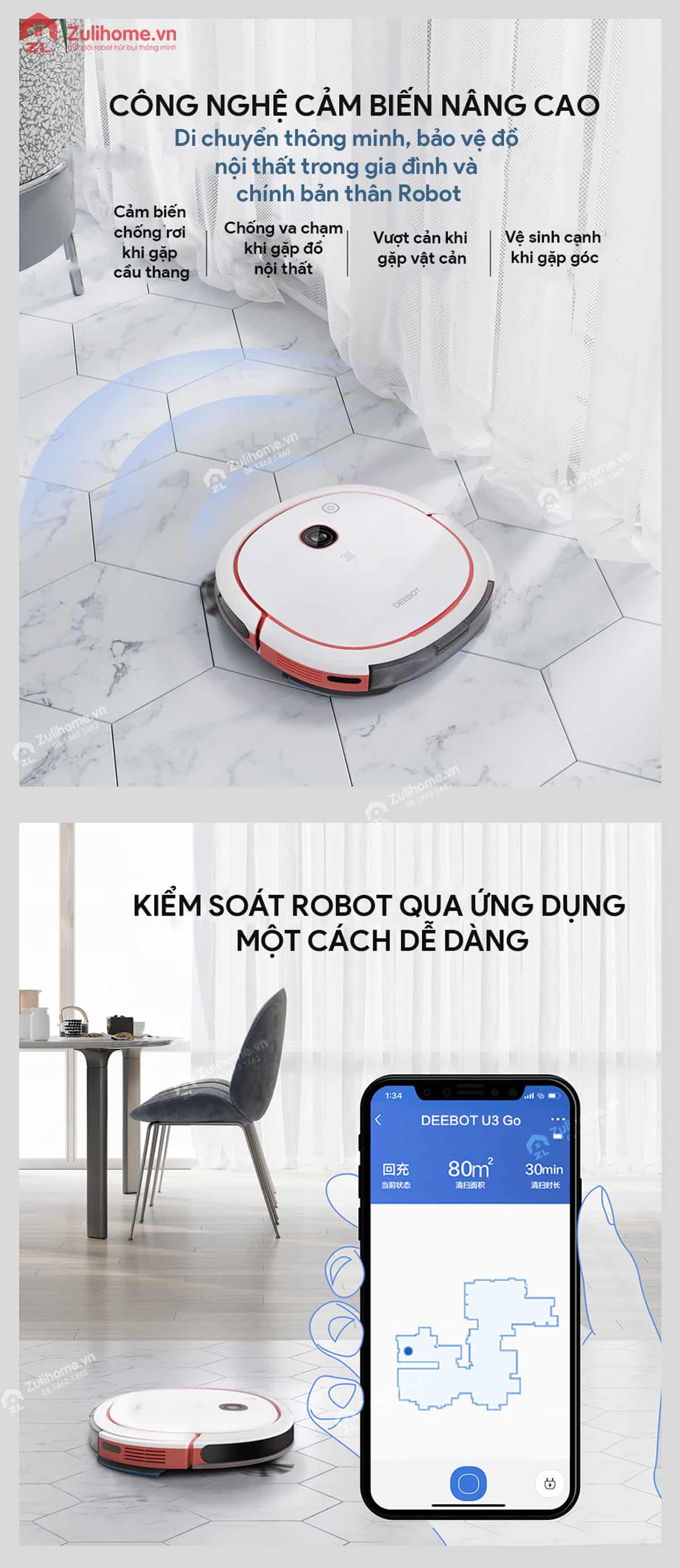 Ecovacs Deebot Slim U3 Go - DK41 10 Ecovacs Deebot Slim U3 Go - DK41 tích hợp công nghệ cảm biến nâng cao