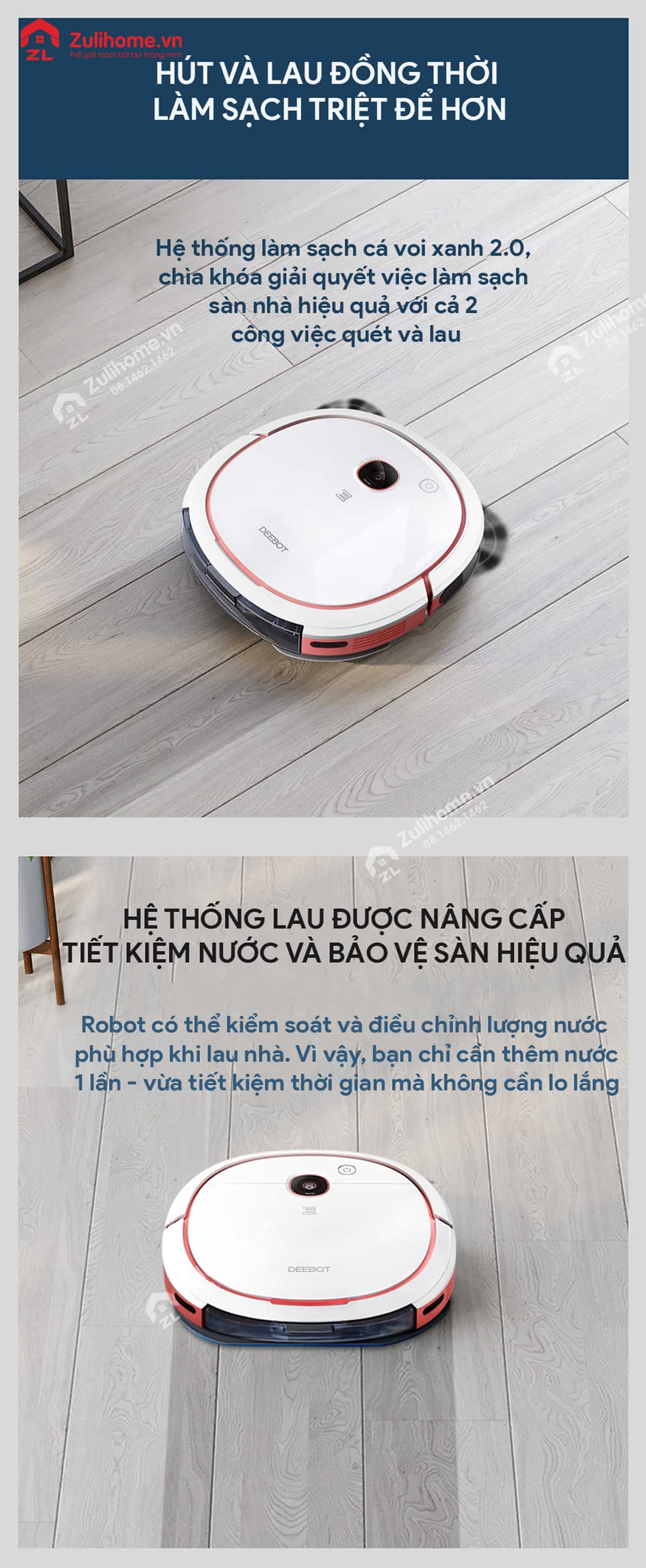 Ecovacs Deebot Slim U3 Go - DK41 3 Ecovacs Deebot Slim U3 Go - DK41 tích hợp hệ thống hút và lau đồng thời