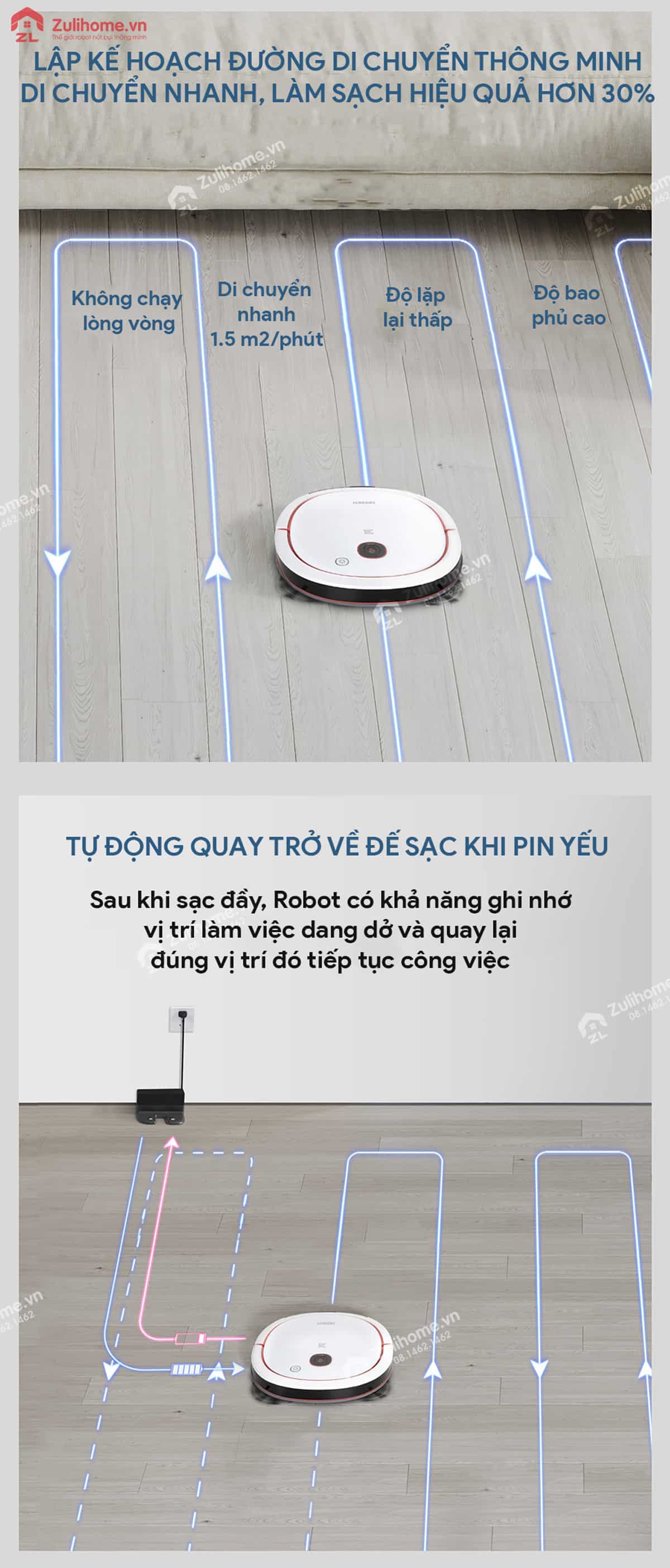 Ecovacs Deebot Slim U3 Go - DK41 9 Ecovacs Deebot Slim U3 Go - DK41 lập kế hoạch đường di chuyển thông minh