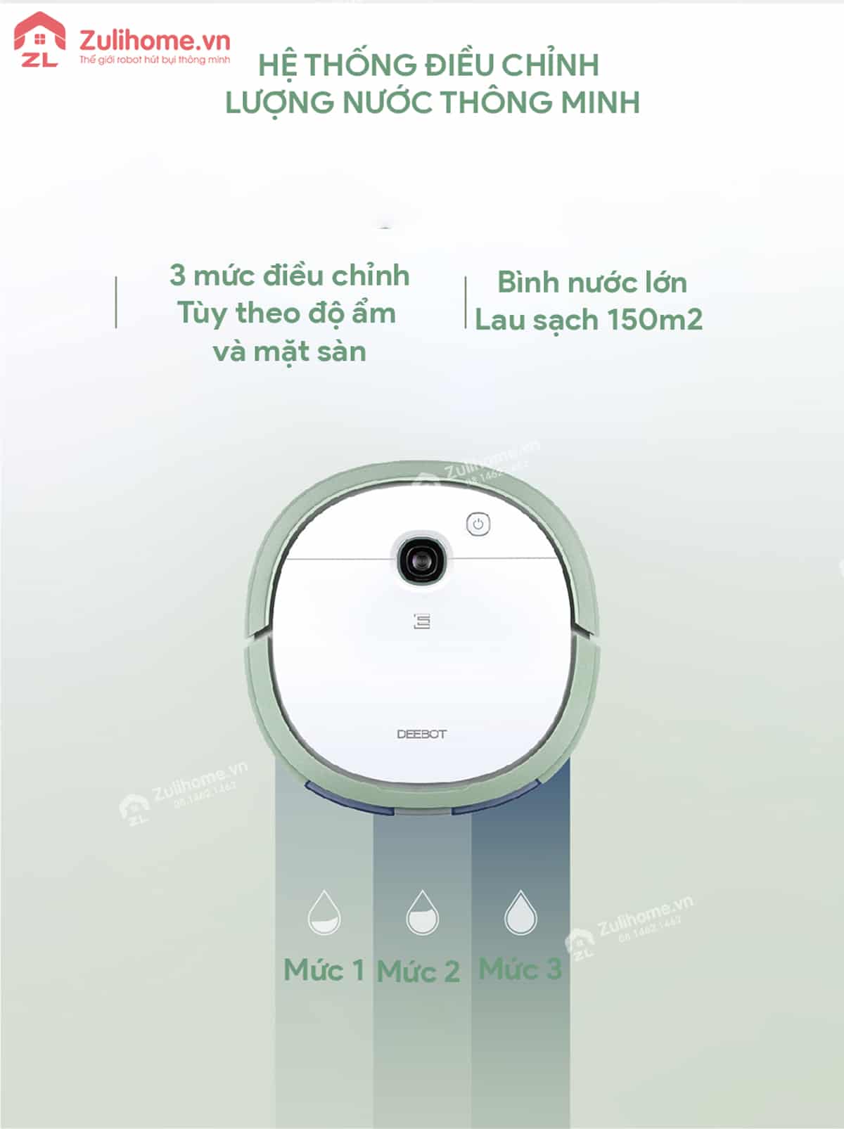 Ecovacs Deebot Slim U3 Neo 14 Ecovacs Deebot Slim U3 Neo | Hệ thống điều chỉnh lượng nước thông minh