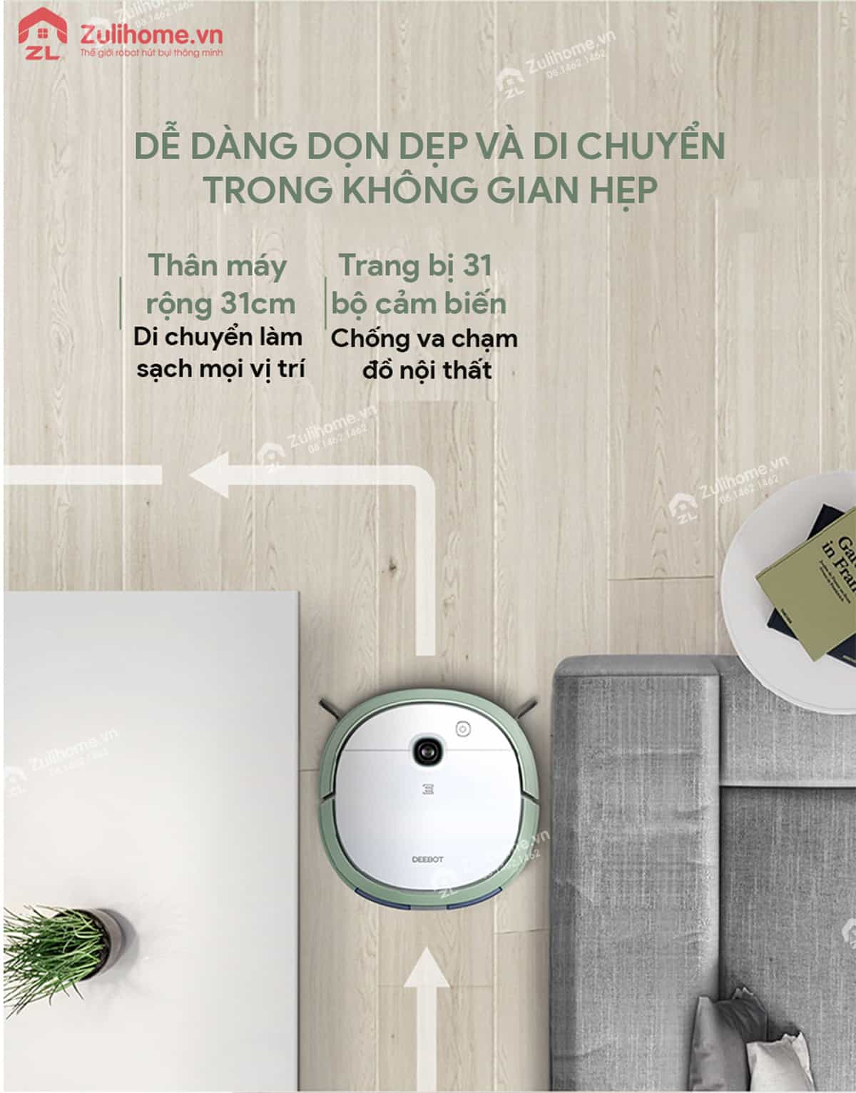 Ecovacs Deebot Slim U3 Neo 4 Ecovacs Deebot Slim U3 Neo | Dễ dàng di chuyển trong không gian hẹp