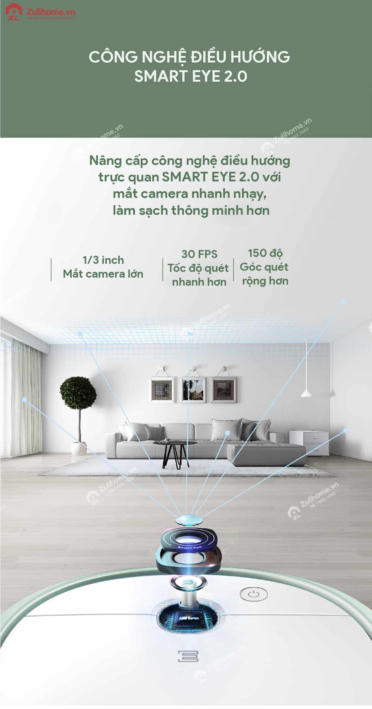 Ecovacs Deebot Slim U3 Neo 7 Ecovacs Deebot Slim U3 Neo | Công nghệ điều hướng SMART EYE 2.0