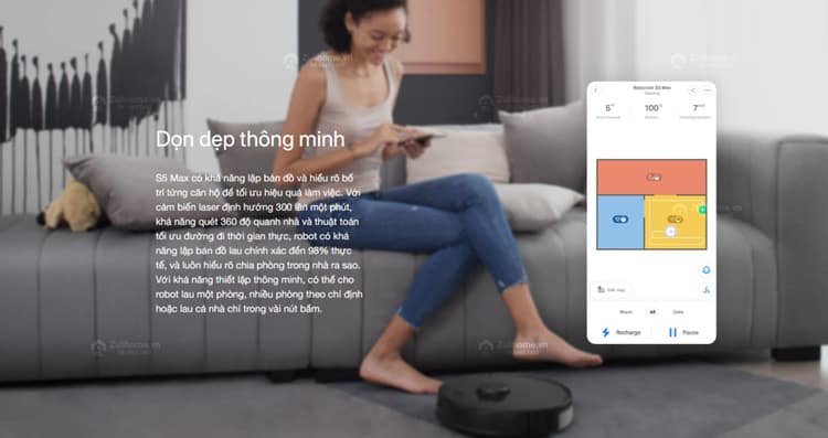 Roborock S5 MAX – Hàng Công ty, bản Quốc tế, Màu Đen 6 Xiaomi Roborock S5 Max có khả năng dọn dẹp thông minh