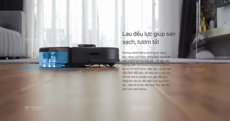 Roborock S5 MAX – Hàng Công ty, bản Quốc tế, Màu Đen 5 Xiaomi Roborock S5 Max tối ưu lực lau sàn