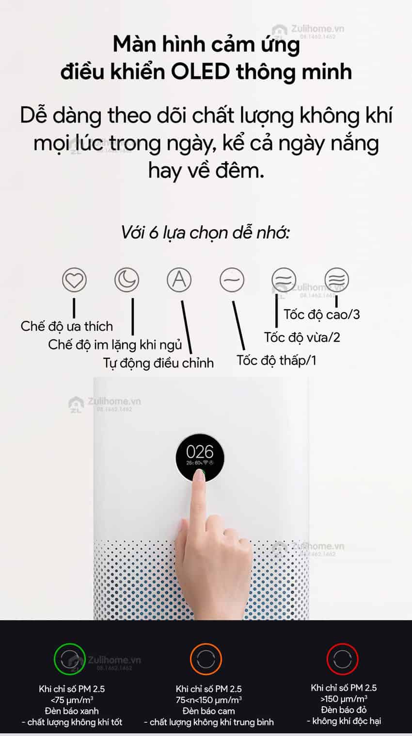 Máy lọc không khí thông minh Xiaomi Mi Air Purifier 3H - Quốc Tế Chính Hãng 10 10 1