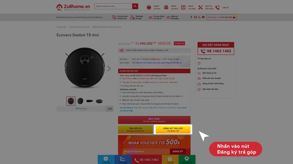 HƯỚNG DẪN MUA TRẢ GÓP QUA THẺ TÍN DỤNG TẠI ZULIHOME THÔNG QUA CỔNG THANH TOÁN ALEPAY 7 002 2