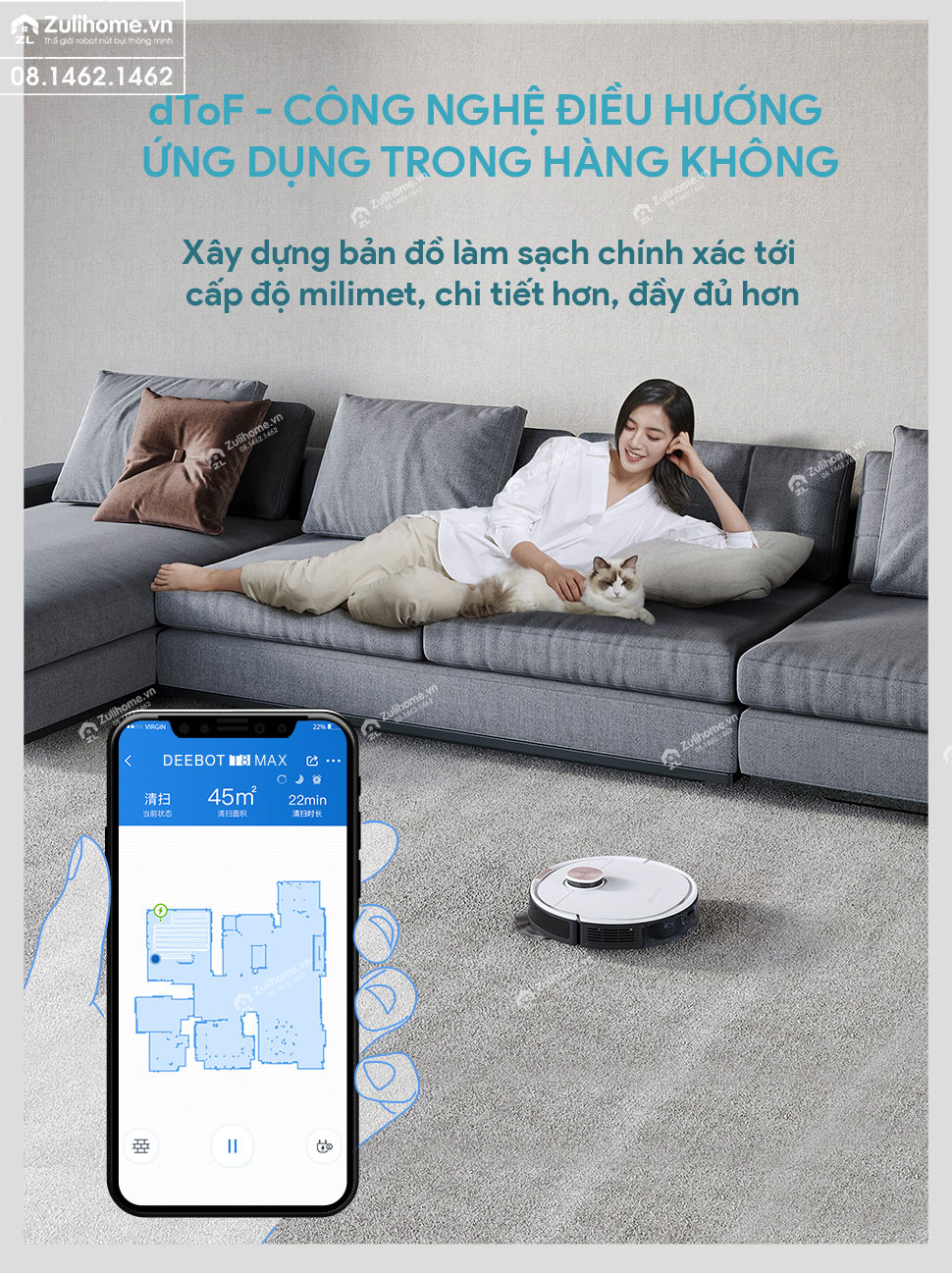 Robot Hút Bụi Lau Nhà Ecovacs Deebot T8 Max 6 robot hut bui ecovacs deebot t8 zulihome 5