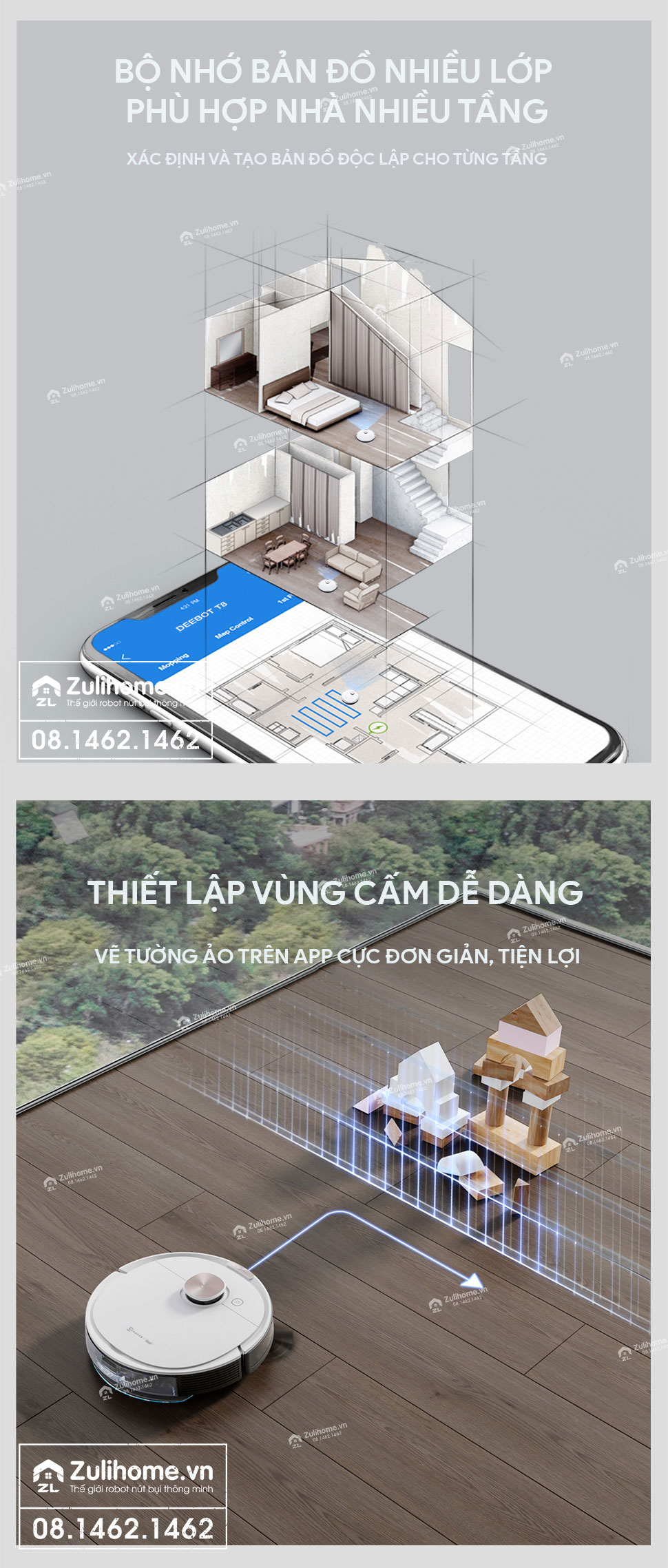 Robot Hút Bụi Lau Nhà Ecovacs Deebot T8 Max 8 robot hut bui ecovacs deebot t8 zulihome 7