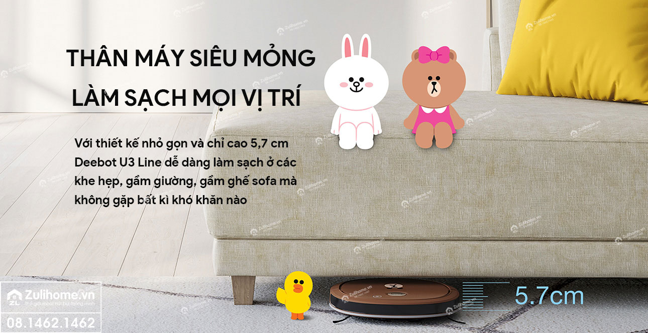 Ecovacs Deebot U3 Line Friends - Quốc Tế PP Chính Hãng 3 robot hut bui ecovacs deebot slim u3 line zulihome 2