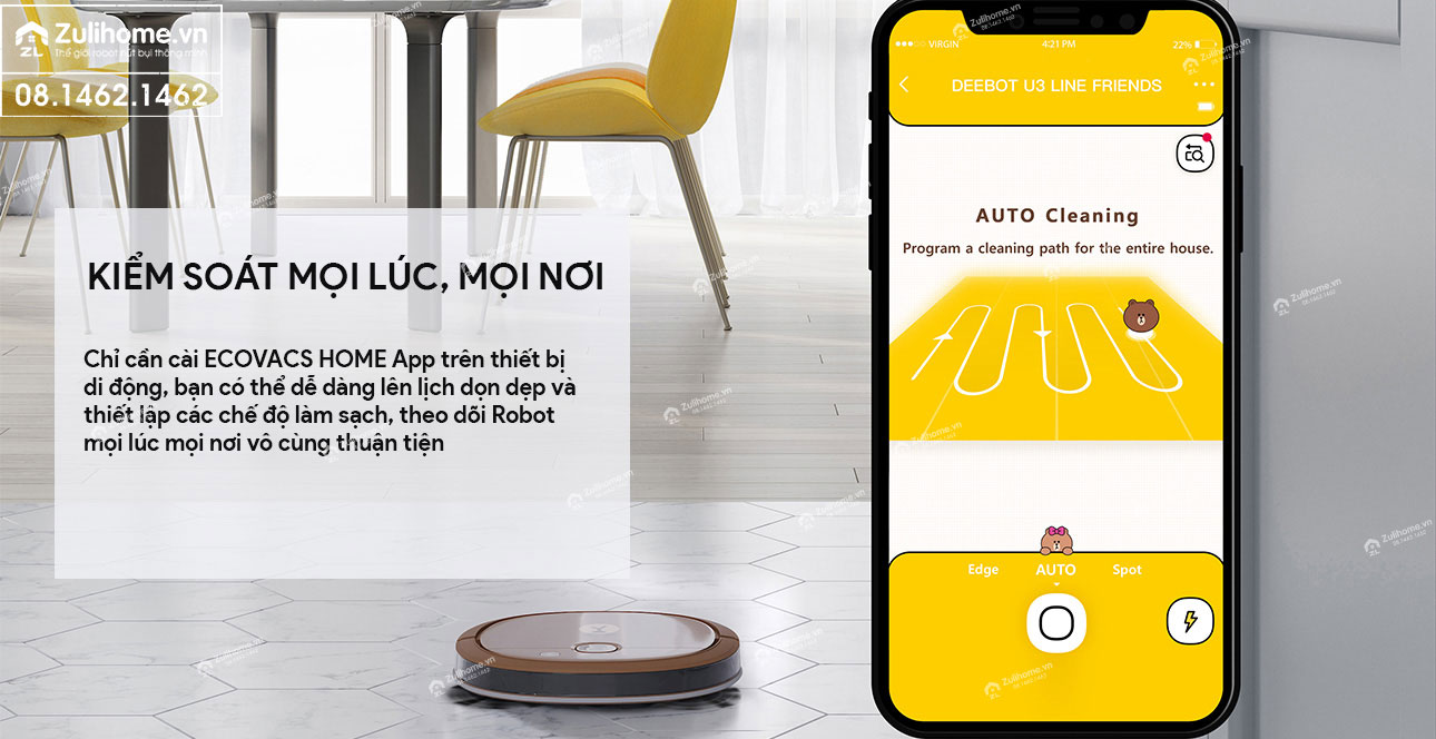 Ecovacs Deebot U3 Line Friends - Quốc Tế PP Chính Hãng 8 robot hut bui ecovacs deebot slim u3 line zulihome 7