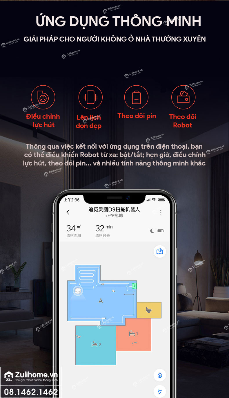 Robot Hút Bụi Lau Nhà Dreame D9 – Hàng Công ty, Bản Quốc tế 16 robot hut bui dreame d9 zulihome 16 1