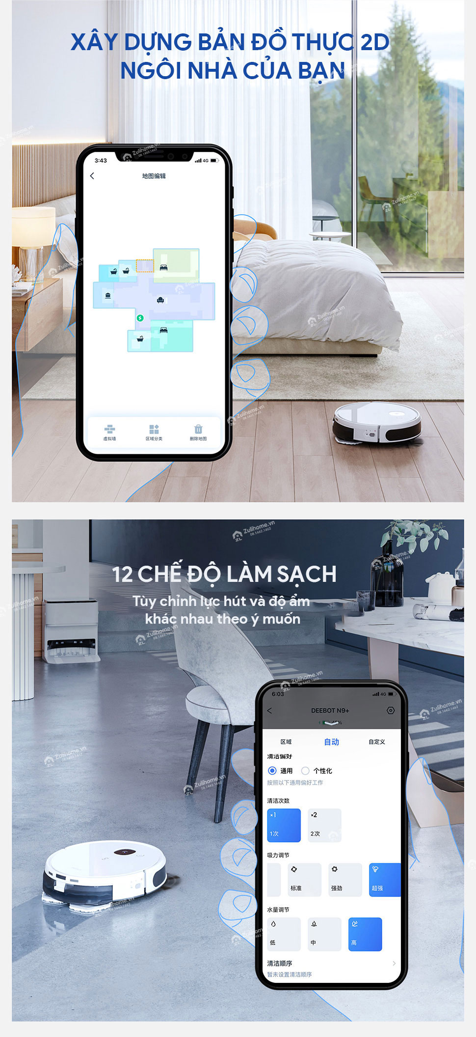 Robot Hút Bụi Lau Nhà Ecovacs Deebot N9 Plus 8 robot hut bui ecovacs n9 zulihome 8