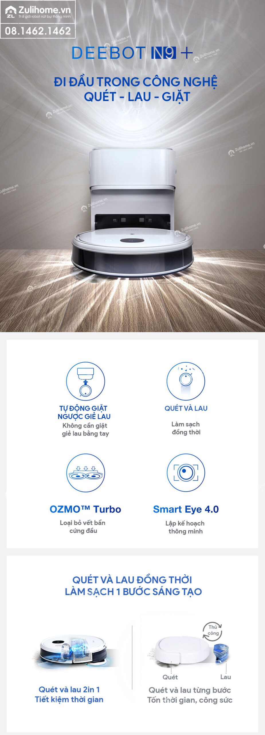 Robot Hút Bụi Lau Nhà Ecovacs Deebot N9 Plus 1 Ecovacs Deebot N9+