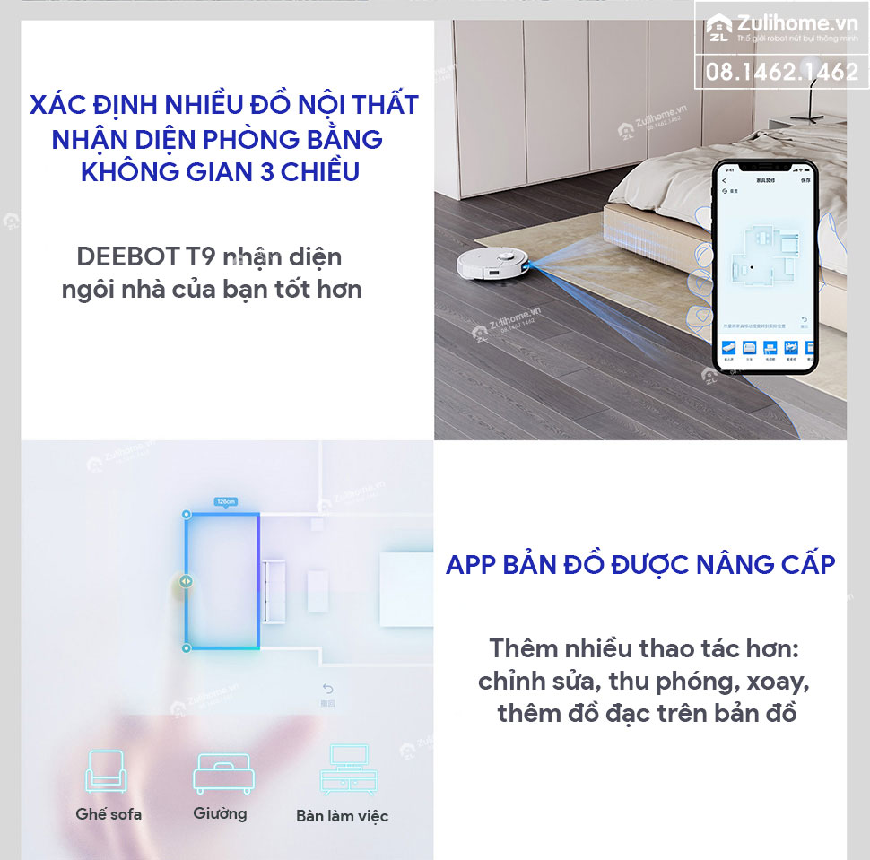 Robot Hút Bụi Lau Nhà Ecovacs Deebot T9 MAX 6 robot hut bui ecovacs t9 zulihome 7