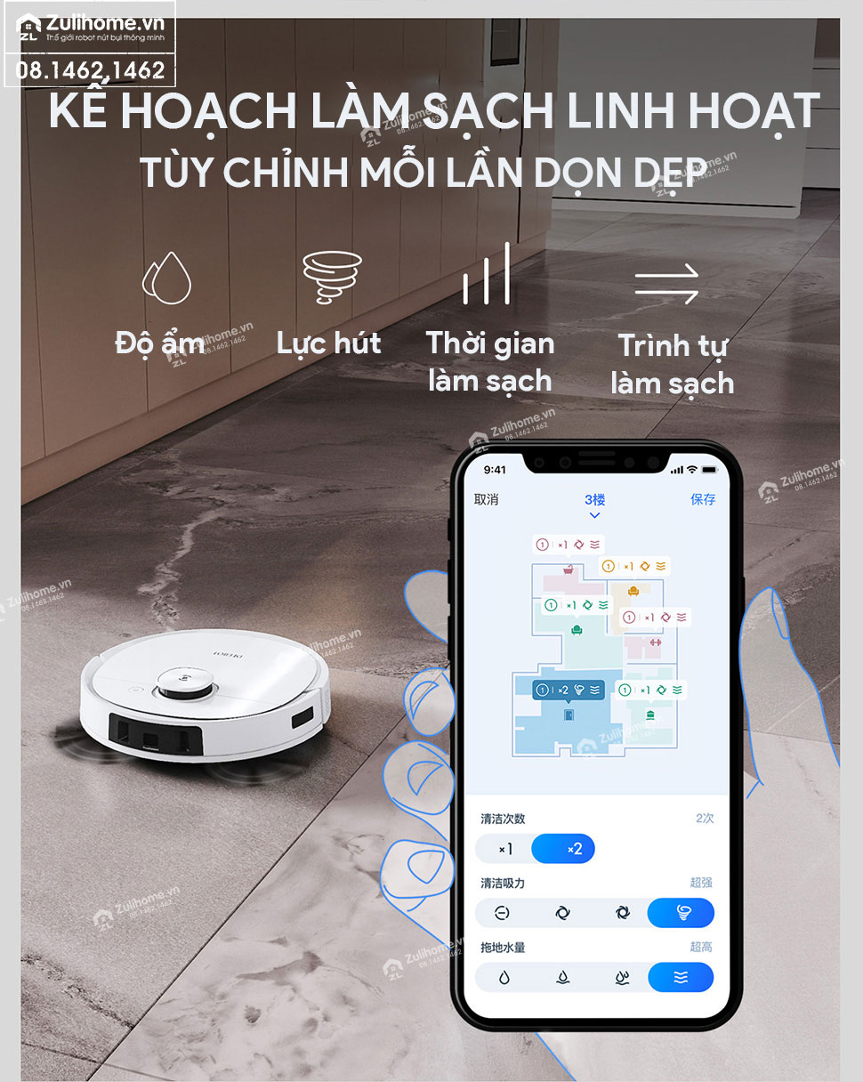 Robot Hút Bụi Lau Nhà Ecovacs Deebot T9 MAX 8 robot hut bui ecovacs t9 zulihome 9