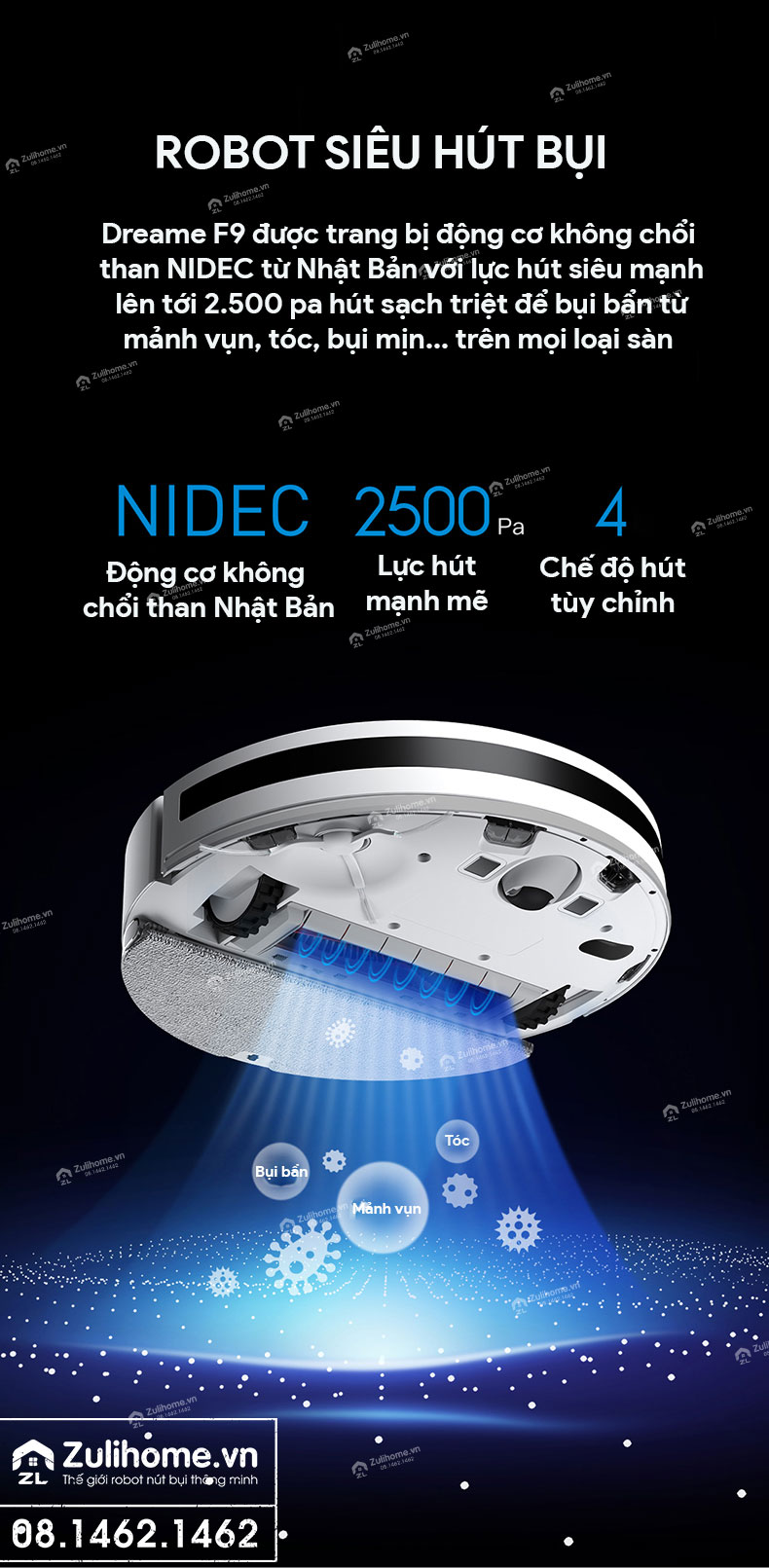 Robot Hút Bụi Lau Nhà Dreame F9 – Hàng Công ty, Bản Quốc tế 8 robot hut bui dreame f9 zulihome 7