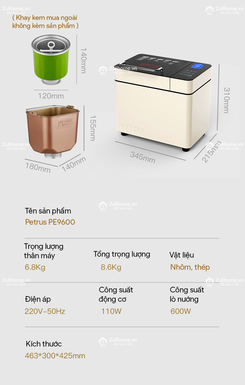 Độc Quyền - Máy làm bánh mì tự động Petrus PE9600VN 27 PE9600 25