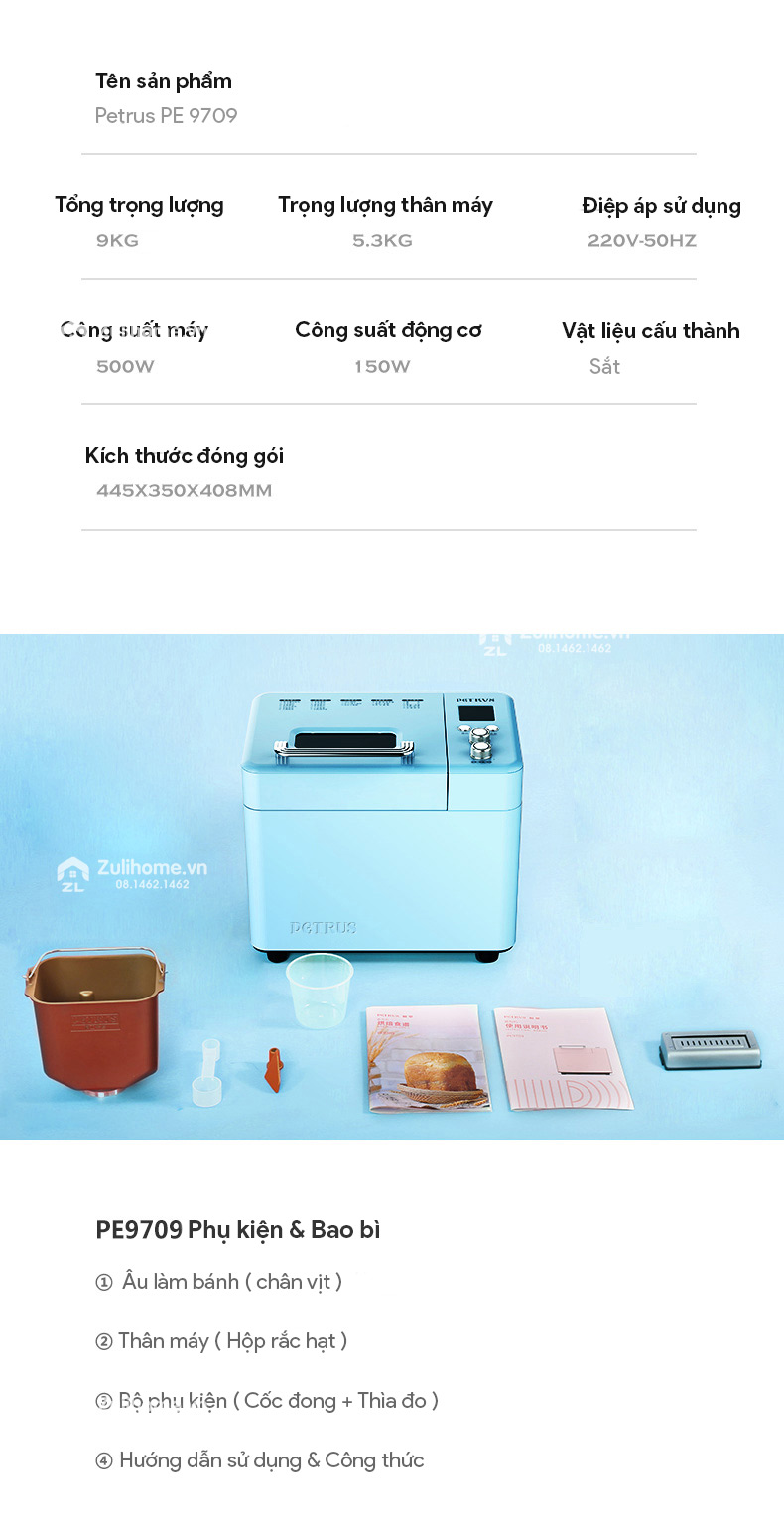 Máy Làm Bánh Mì Cao Cấp Petrus PE9709 17 PE9709 17
