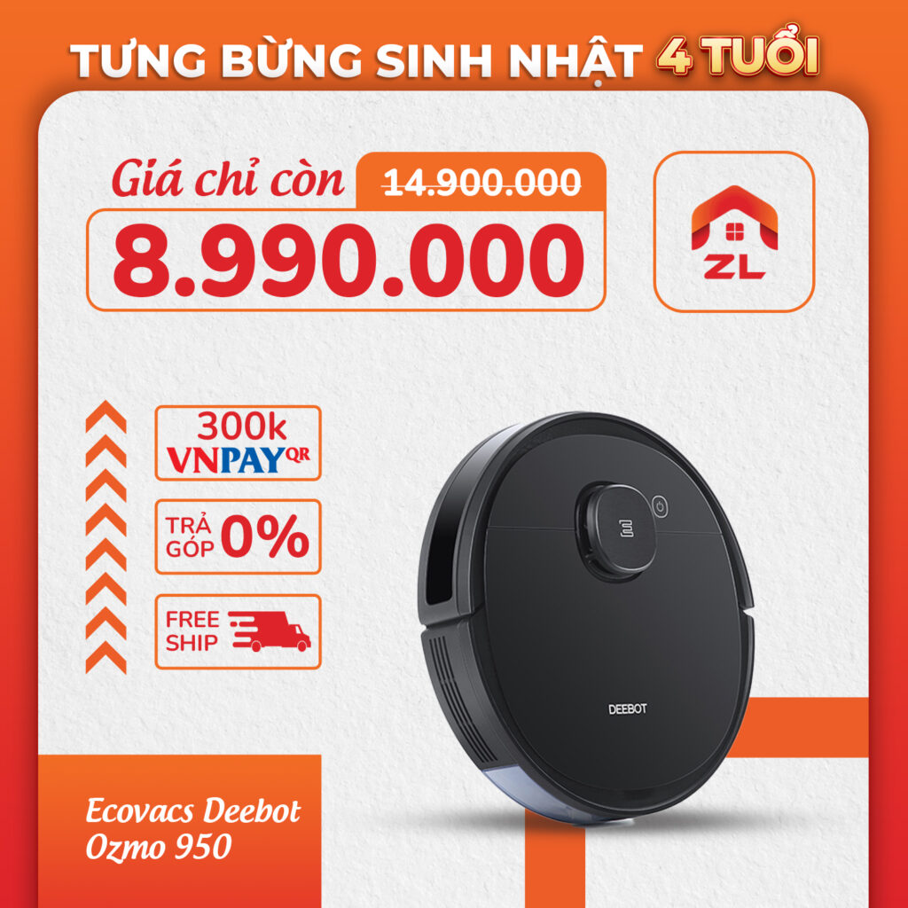 MỪNG SINH NHẬT 4 TUỔI - ƯU ĐÃI, GIẢM GIÁ ĐẾN 50% 9 robot hui bui ecovacs deebot ozmo 950