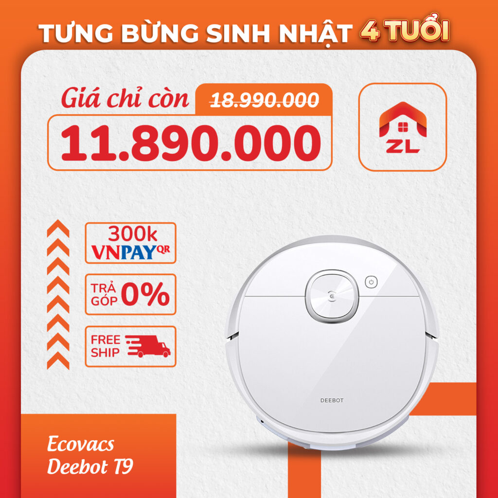 MỪNG SINH NHẬT 4 TUỔI - ƯU ĐÃI, GIẢM GIÁ ĐẾN 50% 10 robot hui bui ecovacs deebot t9