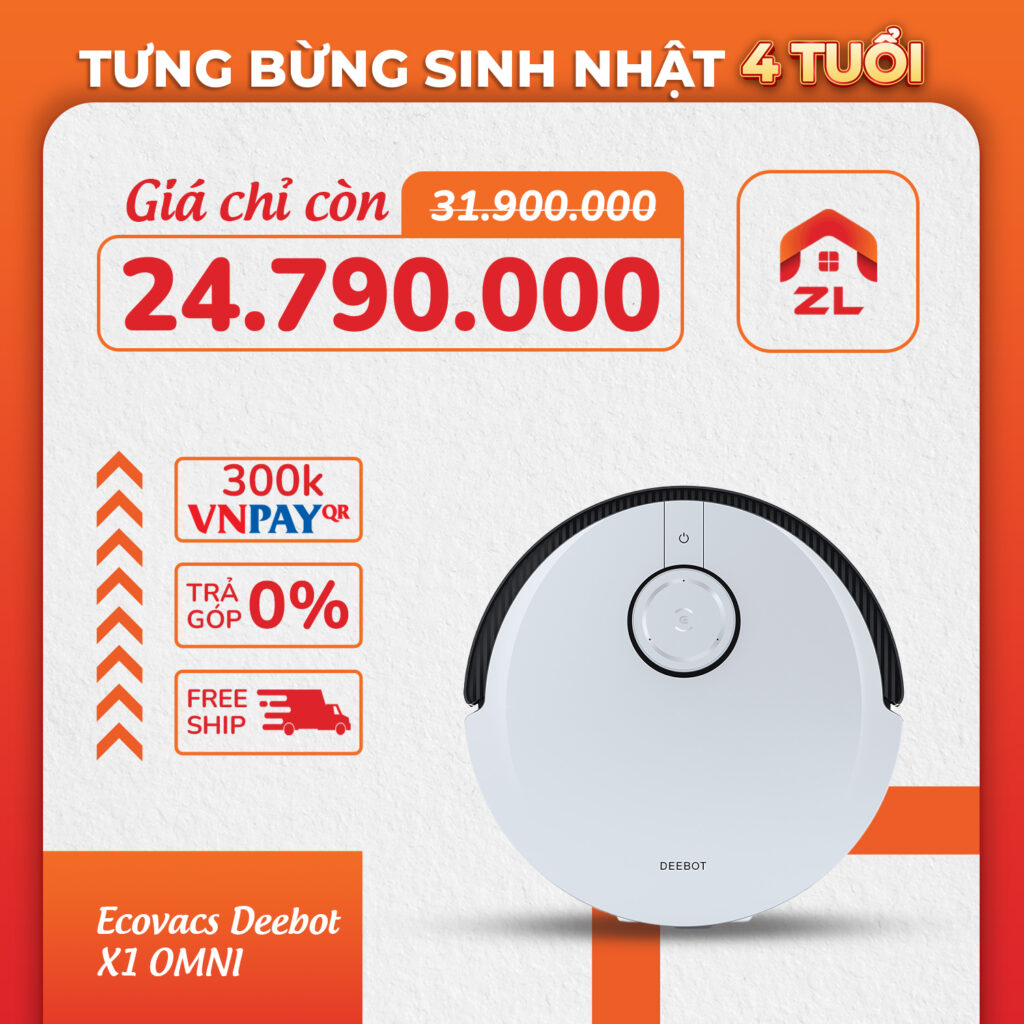 MỪNG SINH NHẬT 4 TUỔI - ƯU ĐÃI, GIẢM GIÁ ĐẾN 50% 11 robot hui bui ecovacs deebot x1 omni